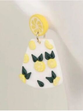 💍 FREE Lemon Drop Artsy Abstract Chic Glam Hipster Fruit Clay Like Hip Earrings
